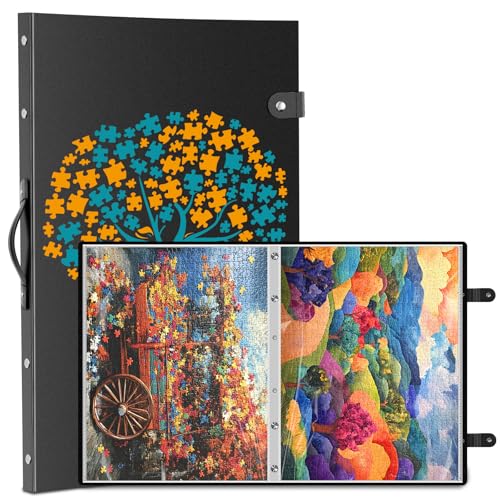 Nariolar Puzzle Aufbewahrungsordner für 1000 Teile – 24 HD-Taschen, Platz für 48 Puzzles, tragbar – Ideal zur sicheren Aufbewahrung und Organisation Ihrer Puzzles von Nariolar