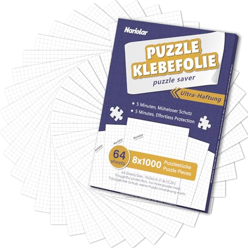 Nariolar Puzzle Klebefolie, 64 Super Puzzlekleber zum Erhalt von 8 x 1000 Teile Puzzle,Puzzle Kleber zum Schutz von Puzzles in nur Wenigen Minuten von Nariolar