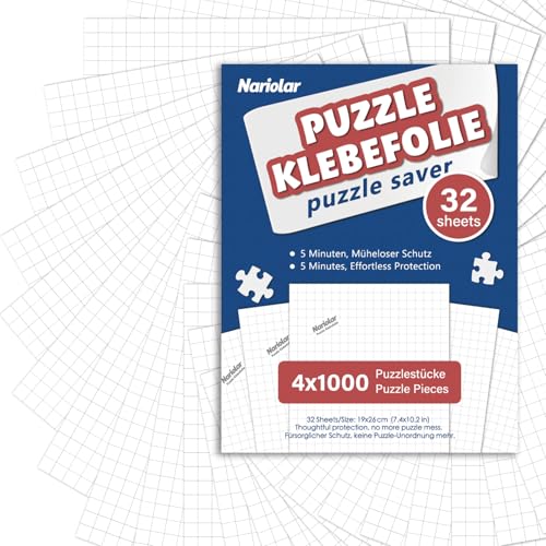 Nariolar Puzzle Klebefolie, 32 Super Puzzlekleber zum Erhalt von 4 x 1000 Teile Puzzle, Puzzle Folie zum Schutz von Puzzles in nur Wenigen Minuten von Nariolar