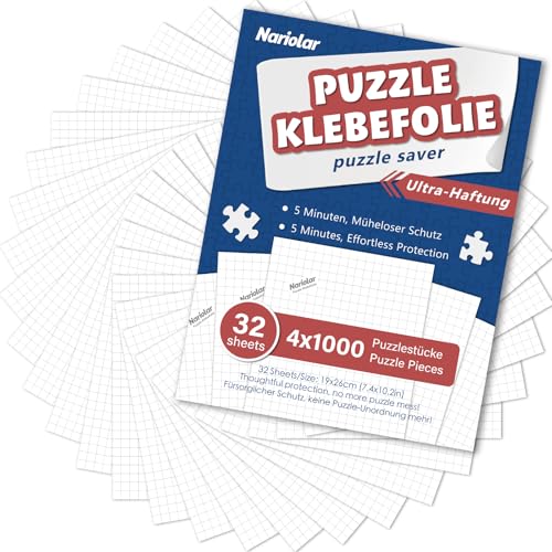 Nariolar Ultra-Haftung Puzzle Klebefolie, 32 Super Puzzlekleber zum Erhalt von 4 x 1000 Teile Puzzles und zum Schutz der Puzzles in nur wenigen Minuten von Nariolar