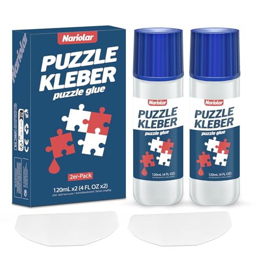 Nariolar Puzzle Kleber Transparent mit Applikator Geeignet für Befestigen und Aufhängen von Puzzles, Schnell Trocknend,120mlX2 von Nariolar
