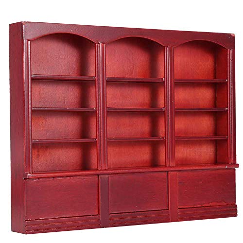 Mini Bücherregal Spielzeug, Holz Puppenhaus Bücherregal Mini Bücherregal Möbel, einfach zu tragen Puppenhaus Bücherregal für wunderbare Puppenliebhaber(Red Brown) von Naroote