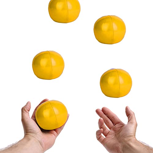 Naroote Jonglierbälle, Jonglierbälle mit Netzbeutel, 3 Stück, 6,3 cm, PU + Feines Gummi-Clown-Jonglierball-Set für Anfänger und Profis (Yellow) von Naroote