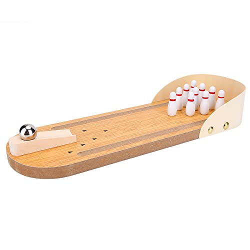 Naroote Mini-Bowling-Set, Holz-Desktop-Spielzeug für, 1 Set, Verstellbarer, Kugel-Tischplatte, Mini-Bowling-Spiel-Set, für Spaß zu Hause und Im Büro von Naroote