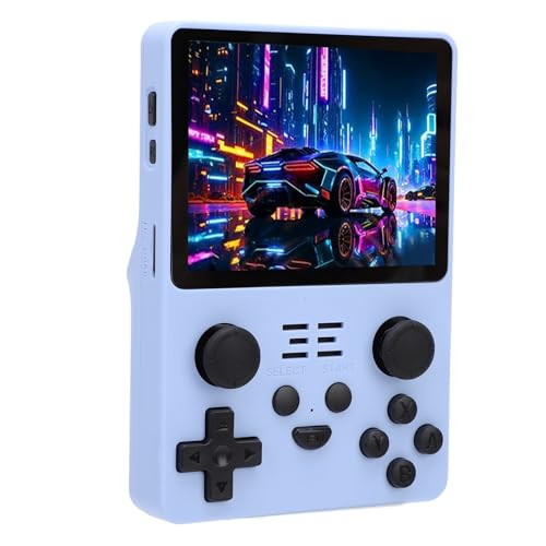 Naroote Retro-Videospielkonsole, Handheld-Spielekonsole mit 16G 128G Kleinen Speicherkarten für Unterwegs (Blue) von Naroote