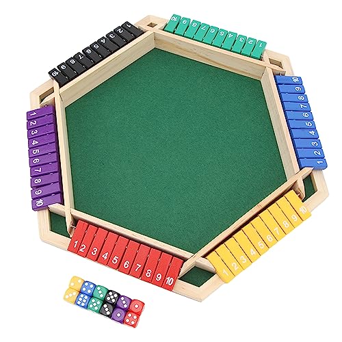 Naroote Shut The Box Würfelspiel für 6 Spieler mit 12 Würfeln, Lustiges Familienspiel, 15 X 13,2 Zoll, Einfach zu Spielen, Holzmaterialien, Lindenholz, für Partys und von Naroote