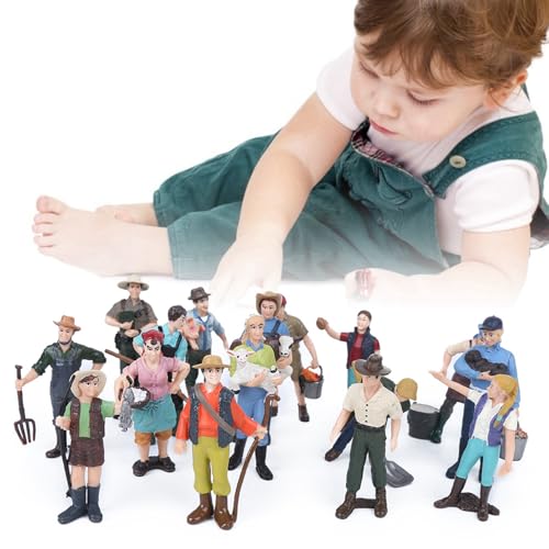 People Farm, Mini-Menschenfiguren, Bauernpuppen, Statuen Männlicher und Weiblicher Bauern, 16-teiliges Bauernmodell, Lernspielzeug, Spielset, Puppenhaus, Menschen für und von Naroote