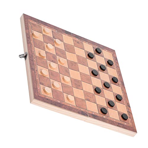 Reise-Klappschachspiel aus Holz, Magnetisches Reiseschachspiel, Holzschachbrett, Klappbrett, Schachspiel, 3-in-1, Tragbares Magnetisches Schachbrettset für Par von Naroote