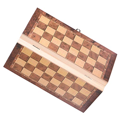 Reise-Klappschachspiel aus Holz, Magnetisches Reiseschachspiel, Holzschachbrett, Klappbrett, Schachspiel, 3-in-1, Tragbares Magnetisches Schachbrettset für Par von Naroote