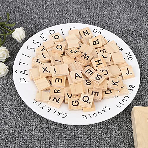 Scrabble-Fliesen, Lernwerkzeuge, Basteln, Lernwerkzeuge, Kunsthandwerk, 2 Set Holzfliesen, Puzzle-Blöcke für 26 Englische Alphabete (Gemischte Großbuchstaben) von Naroote