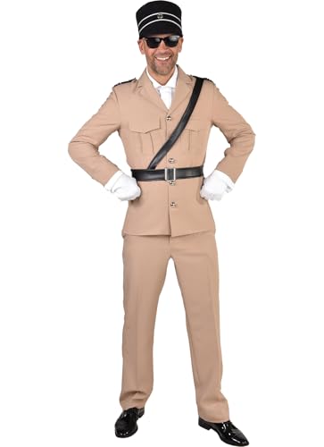 M221205-L beige Herren Gendarme Saint Tropez Kostüm 3 tlg.(Jacke,Hose,Gürtel) Gr.L=56 von Narrenkiste