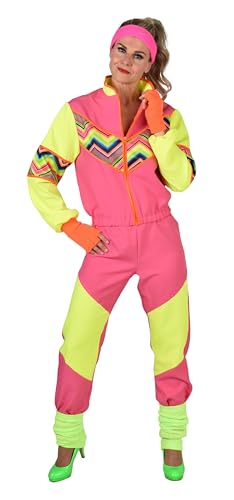 Narrenkiste M224150-L-XL mehrfarbig neon Damen 80er Jahre Jogginganzug Sportanzug 2 tlg.Gr.L-XL=44-48 von Narrenkiste