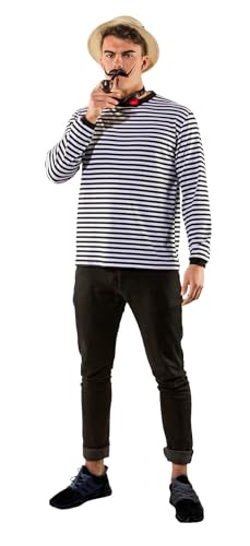 Narrenkiste O813-XL schwarz-weiß Damen-Herren Langarm Streifen Ringelshirt Gr.XL=Shirtumfang Brust ca.128 cm von Narrenkiste