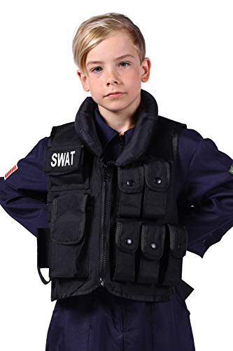 Narrenkiste T2963-0100 schwarz Kinder SWAT Weste Polizei Kostüm von Narrenkiste