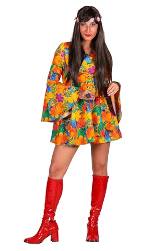 Narrenkiste T3823-1200-M Damen Hippie Kleid Daisy Orange Gr.M=40 von Narrenkiste