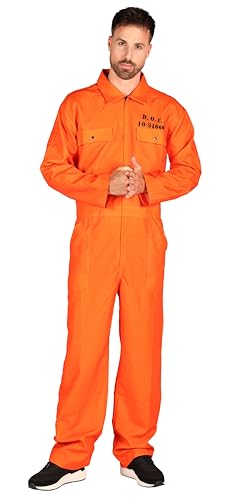 Narrenkiste T4264-M-L orange Herren Prisoner-Gauner Kostüm Overall Gr.M-L=50-52 Körpergröße ca.175 bis 186 CM von Narrenkiste