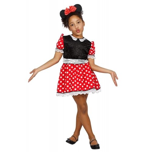 Narrenkiste W3675-152 rot-schwarz-weiß Kinder Minniemauskleid Mauskostüm Gr.152 von Narrenkiste