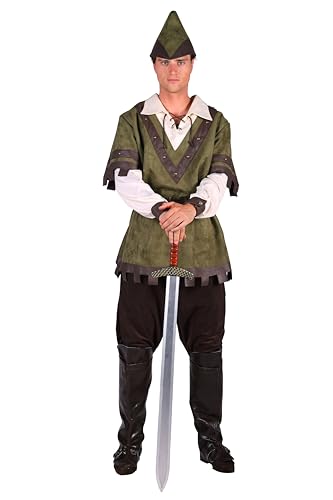 T3789-L grün Herren Robin Hood Jäger Kostüm 3 tlg.Oberteil,Gürtel und Mütze Gr.L=52 von Narrenkiste