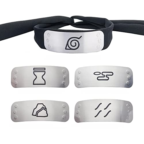 Naruto Cosplay Stirnband Set mit 4 Dorfplatten von Naruto