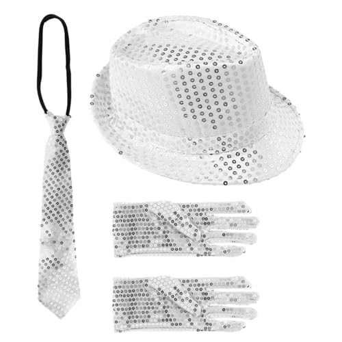 Nasliana 5 StückPailletten Kostüm Herren und Damen,Jazz Dance Performance Hippie Accessories Pailletten Set,Pailletten Hosenträger und Fliege Glitzer Silvester Outfit,Karneval Mottoparty Kostüm Outfit von Nasliana