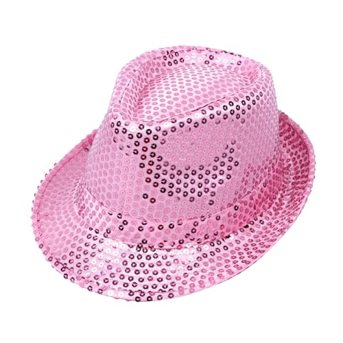 Nasliana Hüte Glitzer Hut Herren,Paillettenhut Herren Damen Glitzer Partyhüte Kopfbedeckung Silvester Outfit Erwachsene Unisex Hut Fedora für Disco Glitzer Kostümzubehör Kostüm Karneval Mottoparty von Nasliana