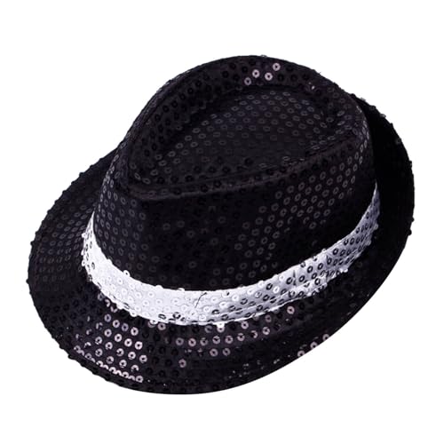 Nasliana Hüte Glitzer Hut Herren,Paillettenhut Herren Damen Glitzer Partyhüte Kopfbedeckung Silvester Outfit Erwachsene Unisex Hut Fedora für Disco Glitzer Kostümzubehör Kostüm Karneval Mottoparty von Nasliana