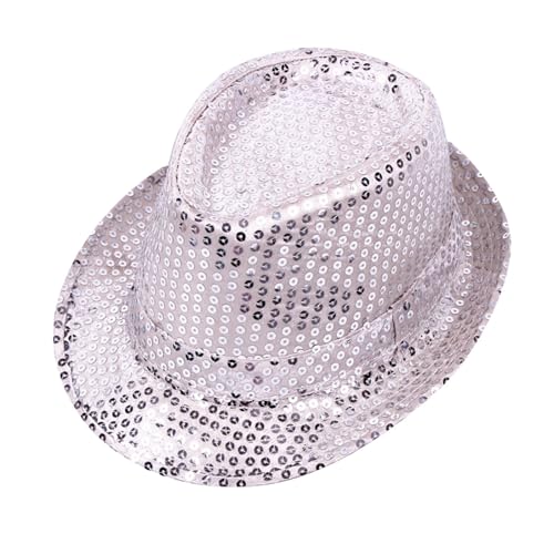 Nasliana Hüte Glitzer Hut Herren,Paillettenhut Herren Damen Glitzer Partyhüte Kopfbedeckung Silvester Outfit Erwachsene Unisex Hut Fedora für Disco Glitzer Kostümzubehör Kostüm Karneval Mottoparty von Nasliana