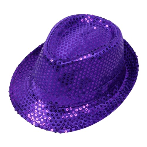 Nasliana Hüte Glitzer Hut Herren,Paillettenhut Herren Damen Glitzer Partyhüte Kopfbedeckung Silvester Outfit Erwachsene Unisex Hut Fedora für Disco Glitzer Kostümzubehör Kostüm Karneval Mottoparty von Nasliana