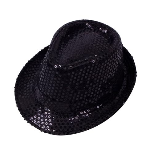 Nasliana Hüte Glitzer Hut Herren,Paillettenhut Herren Damen Glitzer Partyhüte Kopfbedeckung Silvester Outfit Erwachsene Unisex Hut Fedora für Disco Glitzer Kostümzubehör Kostüm Karneval Mottoparty von Nasliana