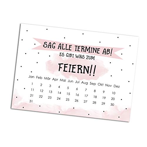 Nastami Save The Date Karten Geburtstag Sag alle Termine ab! BLAU Save The Date Karten deutsch Einladung Geburtstag DIN A6 (10 Stück, rosa) von Nastami