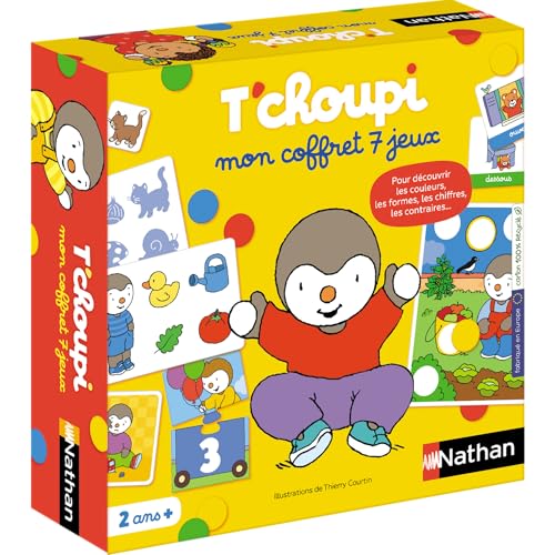 Nathan – Mein Set mit 7 T'Choupi-Spielen, Lernset, Aktivitäten für Kindergarten und Lernen, 7 Spiele für Kinder ab 2 Jahren, Memo, Loto, Farbspiel, Zahlen, Gegensätze, Verein von Nathan jeux