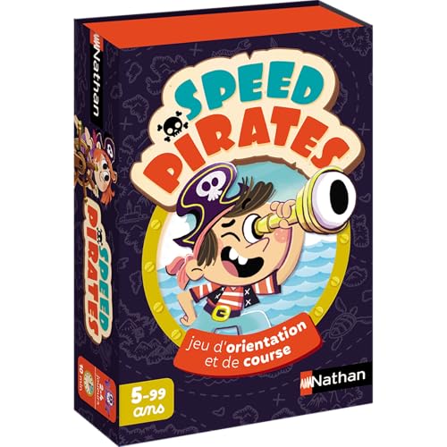 Nathan Speed Pirates, Kartenspiel für Kinder ab 5 Jahren, Renn- und Orientierungsspiel, Piraten-Thema, wählt die richtige Richtung und findet die meisten Inseln, Familie und Kinder, 2 bis 4 Spieler von Nathan jeux