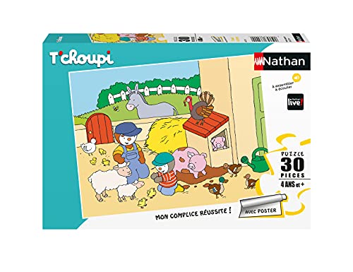 Puzzles Nathan 4005556863792 30-teiliges T'choupi auf dem Bauernhof Puzzle Kinder, Brown Gold Braun von NATHAN