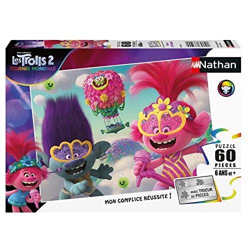 Nathan 4005556865680 Puzzle 60 Teile Poppy und Zweig Trolls 2 Kinderpuzzle von NATHAN