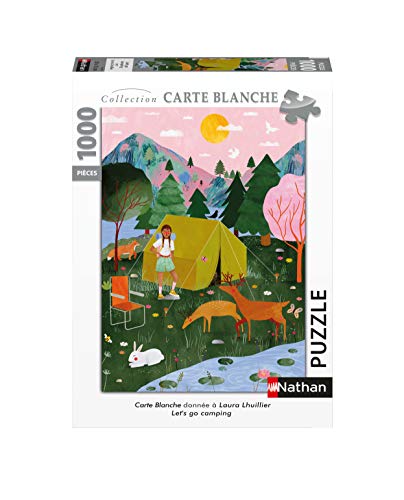 Nathan - Puzzle 1000 Teile – Let's go Camping – Laura Lhuillier – Erwachsene und Kinder ab 14 Jahren – hochwertiges Puzzle – Kollektion Carte Blanche – 87644 von NATHAN