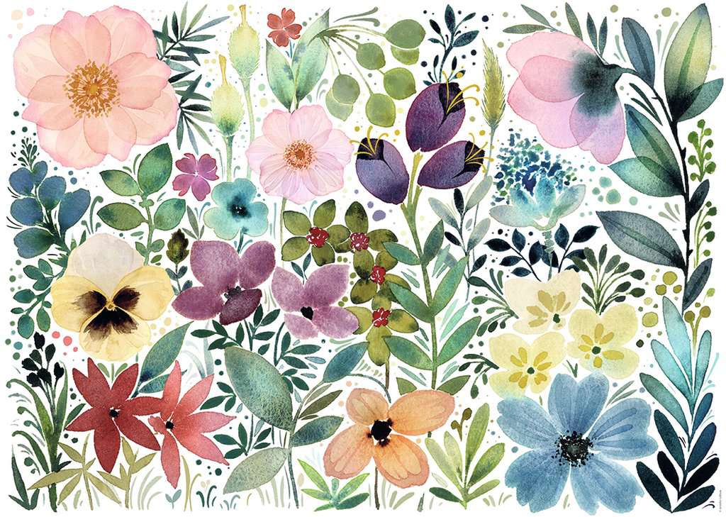 Nathan Hübsches Blumen-Aquarell-Herbarium 1000 Teile Puzzle Nathan-00894 von Nathan