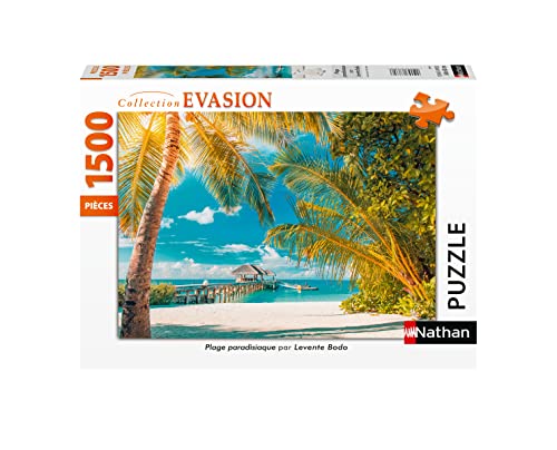 Puzzles Nathan 4005556877942 1500 Teile Paradies Beach Puzzle für Erwachsene, Neon von NATHAN