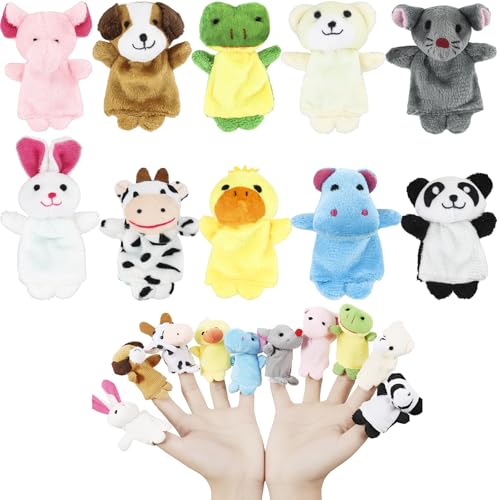 NathrBTV Fingerpuppen 10 Zoo-Fingerpuppen-Set Mini Kinder-Fingerplüschtiere Pädagogische Handpuppen für Geschichte Zeit Kindergeburstag Weihnachtsfeier von NathrBTV