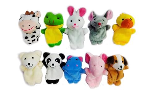 NathrBTV Fingerpuppen 10 Zoo-Fingerpuppen-Set Mini Kinder-Fingerplüschtiere Pädagogische Handpuppen für Geschichte Zeit Kindergeburstag Weihnachtsfeier von NathrBTV