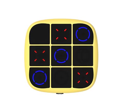 Tic Tac Toe Bolt Game 4-in-1 Handheld Spielkonsole Klassisches Lernspielzeug Tragbare Spielkonsole für unterwegs Vier Spielmöglichkeiten zur Auswahl Geburtstagsgeschenke für jedes Alter(Gelb) von NathrBTV