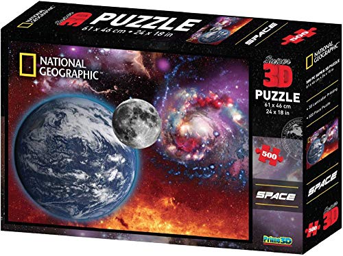 DAM 10081, Prime 3D-Puzzle, 64 x 46 cm-500 Stück: Space Landscape, in Box 31 x 21 x 5 cm, 6+, bunt von National Geographic