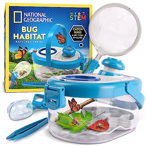 NATIONAL GEOGRAPHIC Insektenfänger-Set für Kinder - Insektenhabitat mit Vergrößerungsglas, Insektenfänger, Pinzette & Lernleitfaden, Insektenbox, Outdoor-Spielzeug, Insektenkäfig, Insektenbehälter von Blue Marble