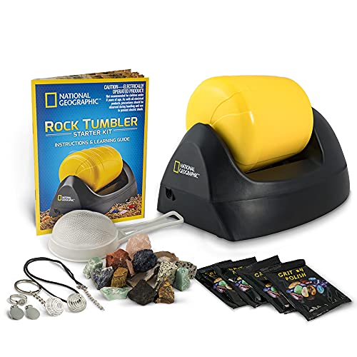 National Geographic Rock Tumbler Machine – Erstaunliche Edelstein-Poliermaschine mit authentischer Körnung, Steinen und Kristallen | STEM pädagogisches Steinpolierer, Hobby-Set, Geschenke für Jungen von National Geographic