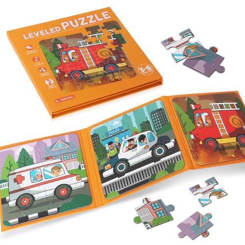 Nattork Magnetisches Puzzlebuch für Kleinkinder von 3–6 Jahren, Reise-Puzzle-Spiel für Kinder im Alter von 3–6 Jahren, Lernmagnet mit Spaß für 3 4 5 6 Jahre alte Kinder, Jungen, Mädchen, Auto von Nattork