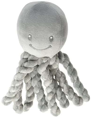 Nattou 877558 Kuscheltier Oktopus, Für Neugeborene und Frühchen, 23 cm, Lapidou, Grau von Nattou