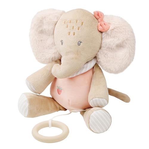 Nattou Aktiv-Kuscheltier aus Polyester, Elefant, Mit Musik, Spieluhr, Ca. 24 cm, Flo, Oli & Ernest, Oli Pink von Nattou