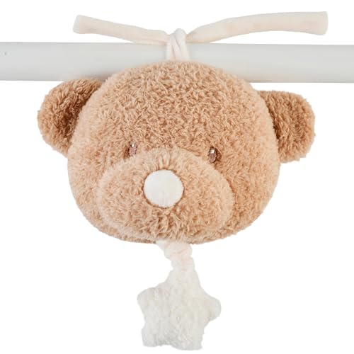 Nattou Aktiv-Kuscheltier aus Polyester, Mit Musik, Bär, Zum Aufhängen, Ca. 16 cm, Teddy, Hellbraun von Nattou