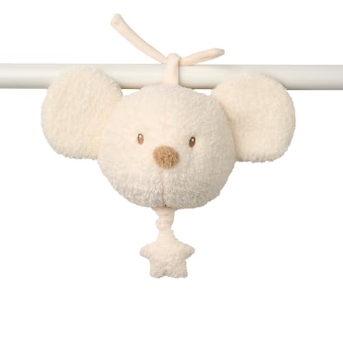 Nattou Aktiv-Kuscheltier aus Polyester, Mit Musik, Maus, Zum Aufhängen, Ca. 16 cm, Teddy, Weiß von Nattou