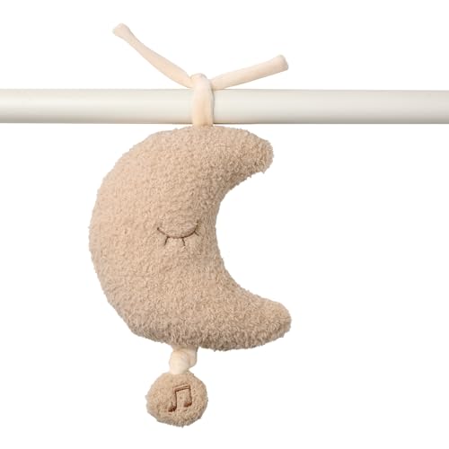 Nattou Aktiv-Kuscheltier aus Polyester, Mit Musik, Mond, Zum Aufhängen, Ca. 25 cm, Teddy, Beige von Nattou