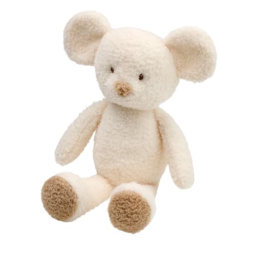 Nattou Kuscheltier Maus, Wegbegleiter ab der Geburt, ca. 34 cm, Polyester, Teddy, Weiß von Nattou